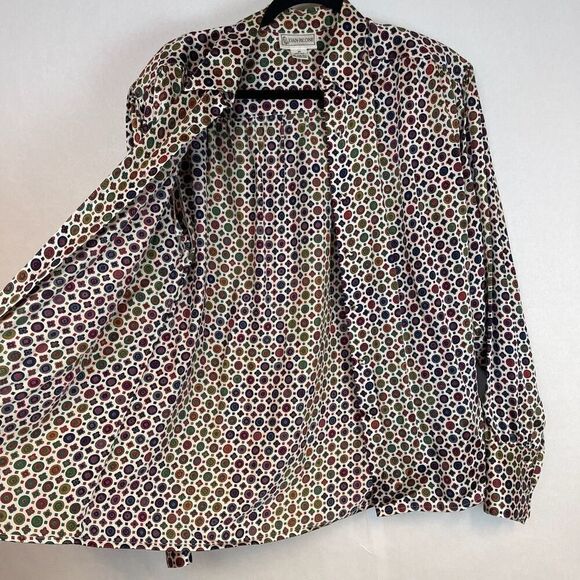 Evan Picone Silk Shirt Women's Sz 14 Multicolor Button-Up Long Sleeve Geometric - Picture 8 of 13